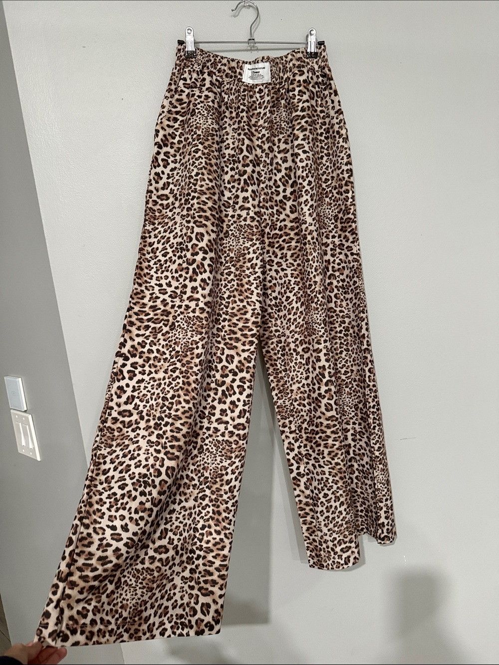 Leopard Print Wide Leg Pants - Brown